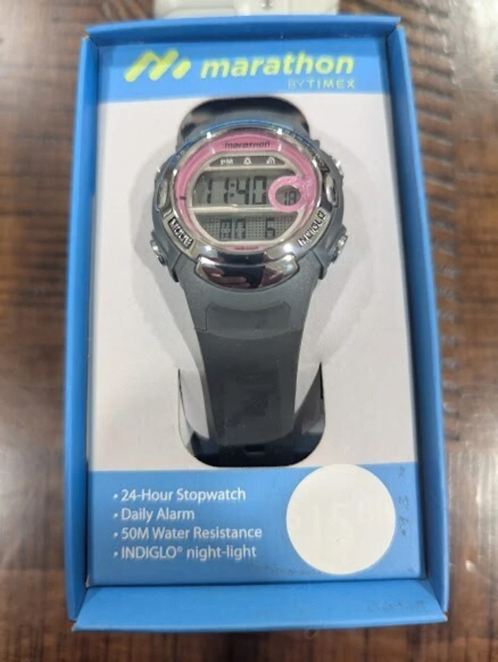 New Timex Marathon Digital Watch Gray/Pink Sports Ladies Mid-Size TW5M14200